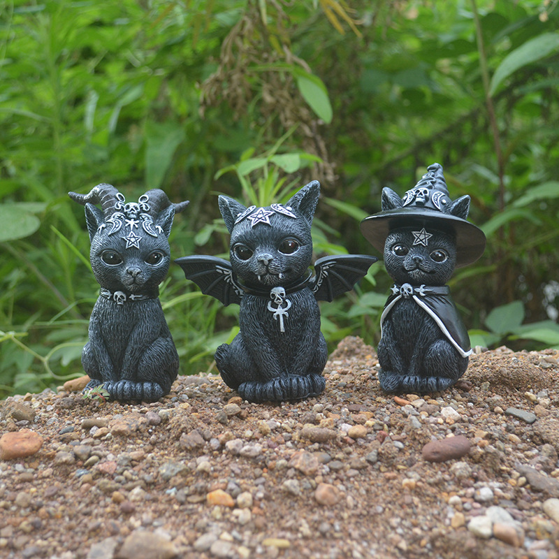 Bonsai Garden Desk - Halloween Magic Cat Resin Craft Figurines