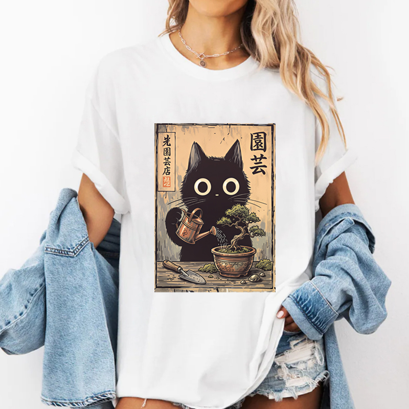 Bonsai Garden China - Bonsai Black Cat T-Shirt Japanese Style