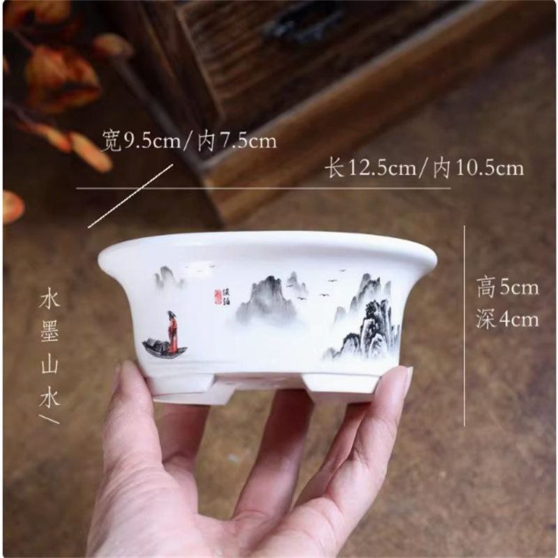 Porcelain White Oval Bonsai Po - đánh giá và giá Bonsai Garden Desk