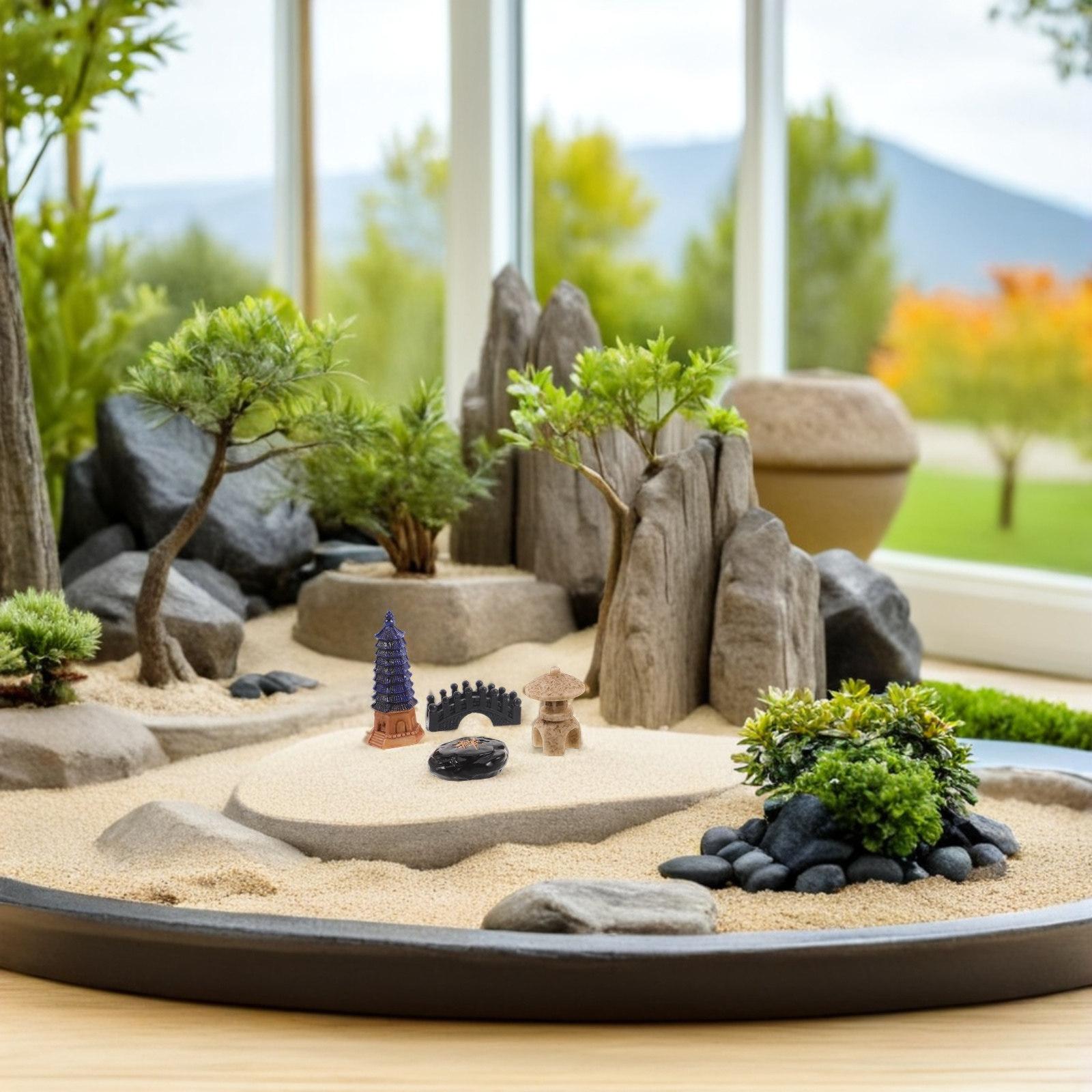 4Pcs Mini Japanese Pagoda Stat - đánh giá và giá Bonsai Garden Desk
